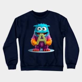 Adorable Kids Monster Alphabet Letter A Funny Back to School Crewneck Sweatshirt